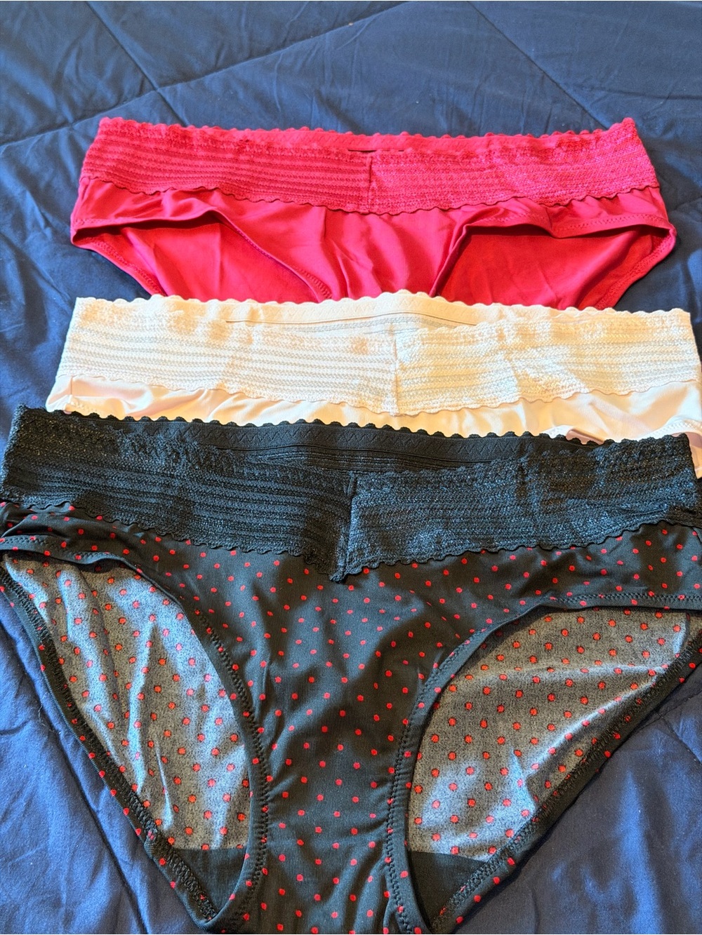 Kids Stretch Lace Waist Bikini Briefs - Pink, White, Black (3-Pack)
